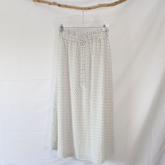 LELIS Long Modest White Black Polka Dot Lined Skirt Size M Medium Elastic Waist - Picture 1 of 8
